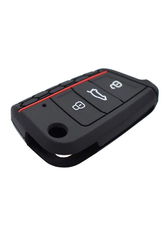 Berfea Key Cover Remote Key Fob Cover Case Silicone Protector Sleeve Holder Key Accessories Compatible with VW Volkswagen Polo Golf 7 Mk7 Tiguan Seat Skoda - Image 5
