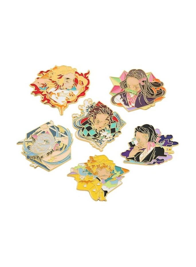 عام مجموعة دبابيس وسلاسل مفاتيح أنمي سلاير - شخصيات كرتونية 6 هاشيراس، سلاسل مفاتيح سيوف كاتانا مصغرة، دبابيس مينا للمجوهرات للرجال والنساء - Image 1