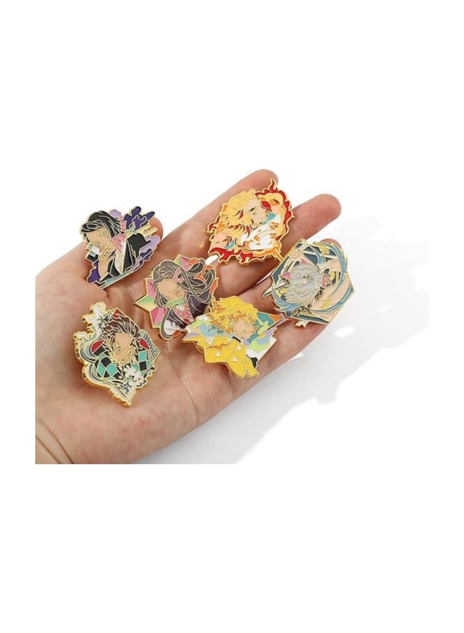 عام مجموعة دبابيس وسلاسل مفاتيح أنمي سلاير - شخصيات كرتونية 6 هاشيراس، سلاسل مفاتيح سيوف كاتانا مصغرة، دبابيس مينا للمجوهرات للرجال والنساء - Image 2