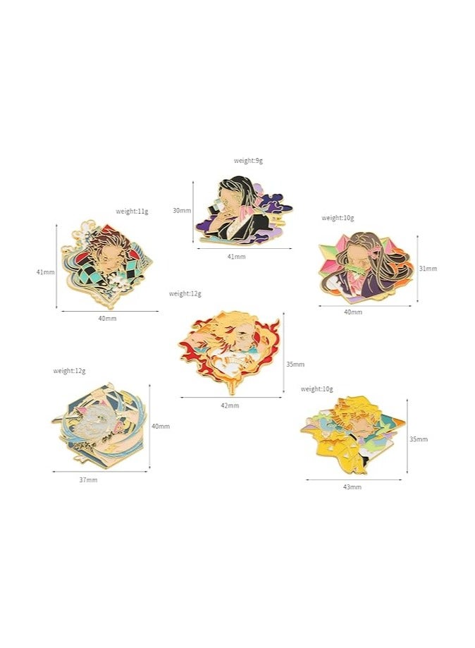 عام مجموعة دبابيس وسلاسل مفاتيح أنمي سلاير - شخصيات كرتونية 6 هاشيراس، سلاسل مفاتيح سيوف كاتانا مصغرة، دبابيس مينا للمجوهرات للرجال والنساء - Image 3