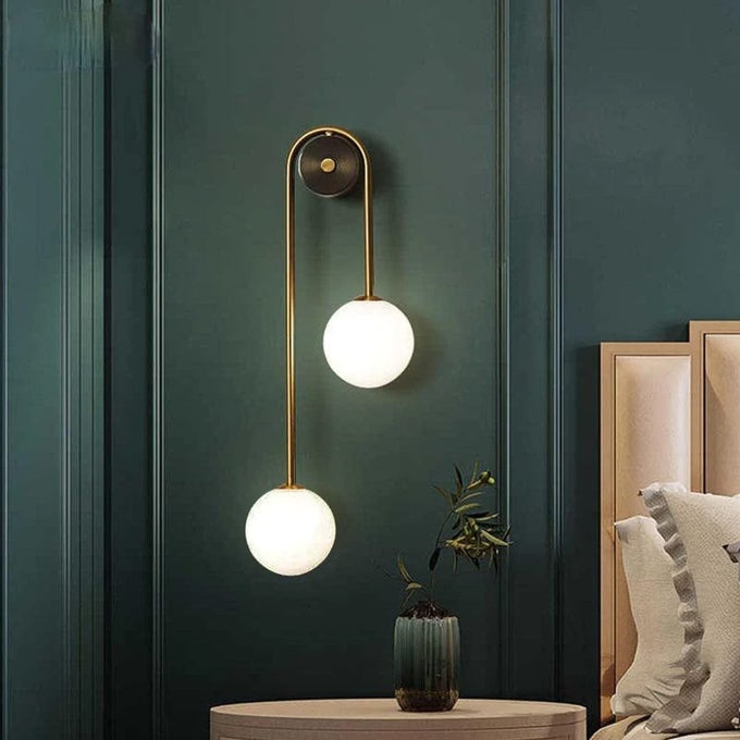 MIDCENTURY MODERN MELKWEG GOLDEN WALL LIGHT FORESTED GLASS WALL SCONE WITH E14 BULB FOR LIVING ROOM BEDROOM BEDSIDE RESTAURANT BATHROOM CORRIDOR BULB INCLUDED