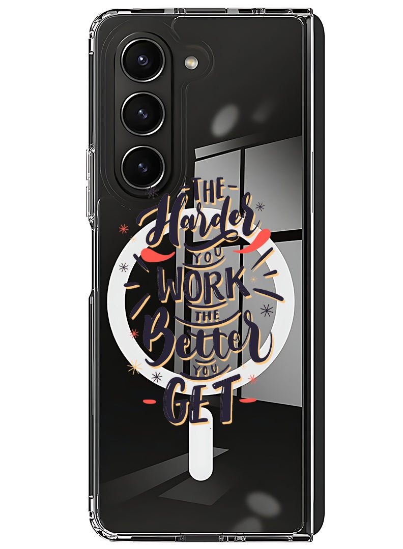 Theodor Magnetic Case for Samsung Galaxy Z Fold 6 Compatible with MagSafe Wireless Charging, Shockproof Phone Bumper Cover Harder you work Better you get - Image 1