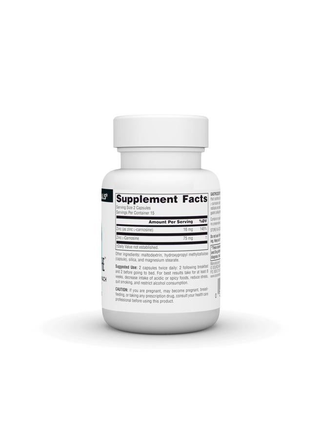 Source Naturals زنك إل-كارنوزين جاستريك سوذ - 30 كبسولة نباتية - Image 2