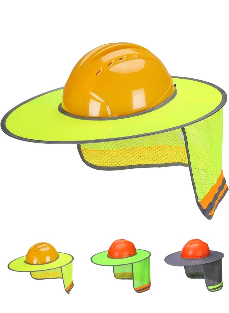Hard Hat Sun Shield, Full & Standard Brim Mesh Sunshade High Visibility Reflective, Hard Hat Sun Shade, Hard Hat Accessories, Hard Hat Visor, Hard Hat Shade(Color:Yellow) - Image 1