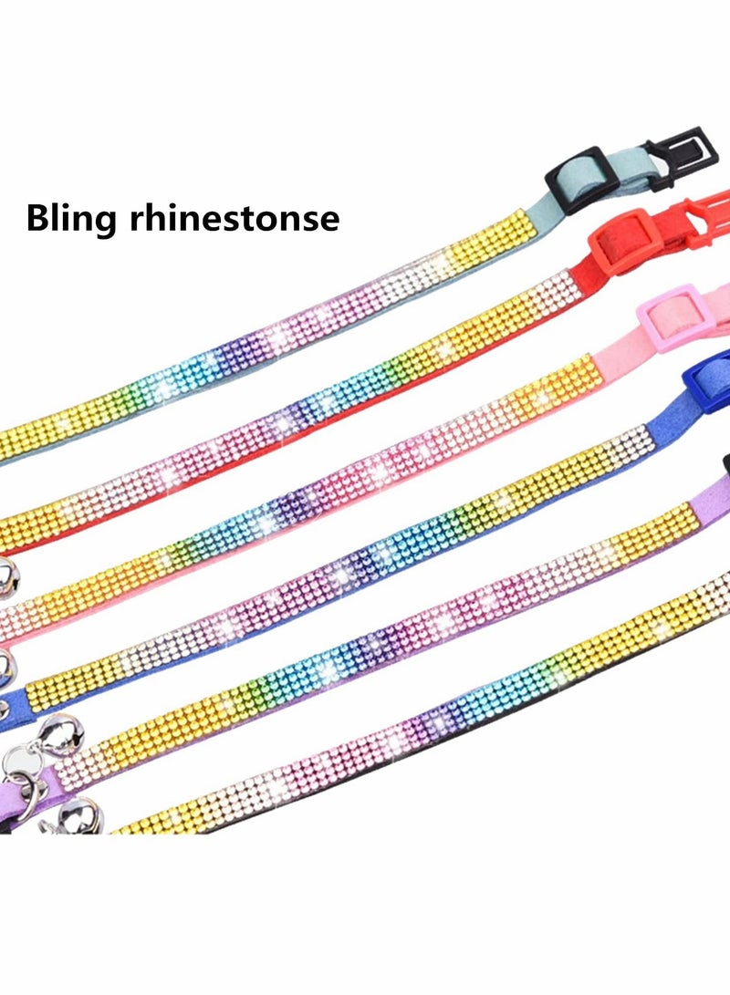 KASTWAVE Cat Collar Adjustable Cat Collar Breakaway Cat Collar Bling Diamond Rhinestone with Bell Adjustable for Cats and Kitten F M (Pink) - Image 5