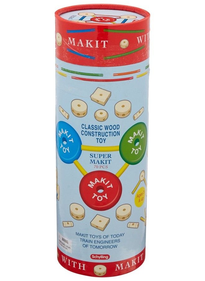 Schylling - Mkt Super Makit Classic Wood Construction Toy 3+ Years 70Pieces (1 Ea) - Image 1