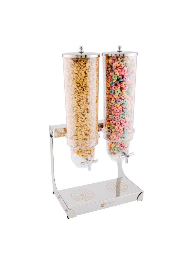 Restaurantware Met Lux 3 Liter Countertop Cereal Dispenser, 1 Double Compartment Food Dispenser - Self Serve, Refillable, Stainless Steel Nuts Dispenser, For Food Storage, For Kitchen Or Pantry  - Image 2