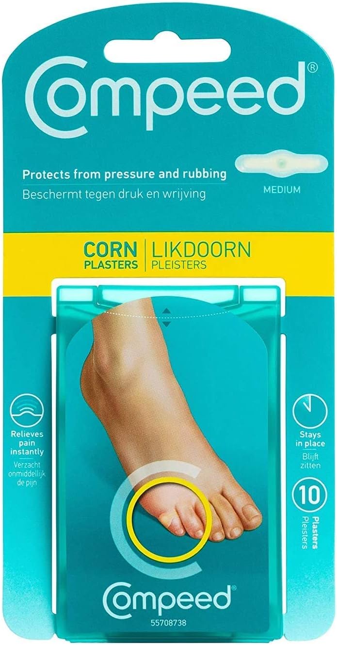 Compeed Advanced Corn Care, Hydrocolloid Cushions for Instant Pain Relief and Softening Corns, 10 Count Corn Toe Pads (2 Packs) - Image 1