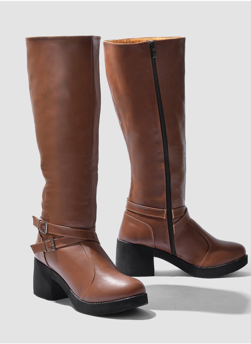 Run  - Run Knee High Boot Leather Z-4- havan - Image 1