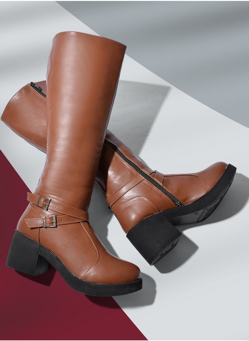 Run  - Run Knee High Boot Leather Z-4- havan - Image 1