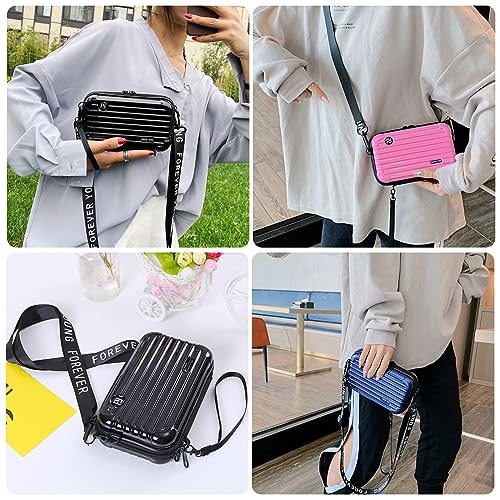 WisePoint Mini Suitcase Crossbody Bag, Plastic Mini Suitcase Bag Suitcase Purses Personalized Suitcase Cosmetic Bag with Two Straps (rose) - Image 4