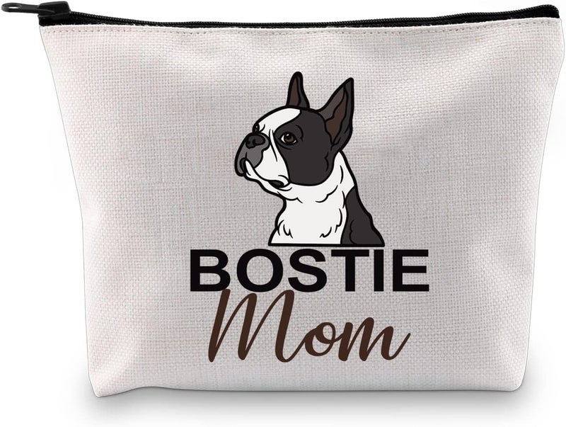 G2TUP Boston Terrier Lover Gift Bostie Mom Makeup Bag Boston Terrier Mom Cosmetic Bag Boston Terrier Owner Gift Dog Lover Gift (Bostie Mom MB)