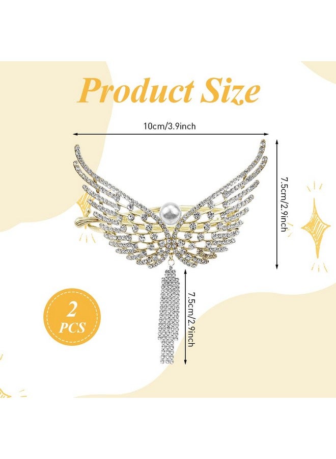 PALAY® 2 Pcs Hair Buns for Women Butterfly Metal Rhinestone Tassel Bun Maker for Hair French Twist Hair Bun Accessories Banana Clips Elegant Stylish Hair Accessories for Women, Girls - Image 2