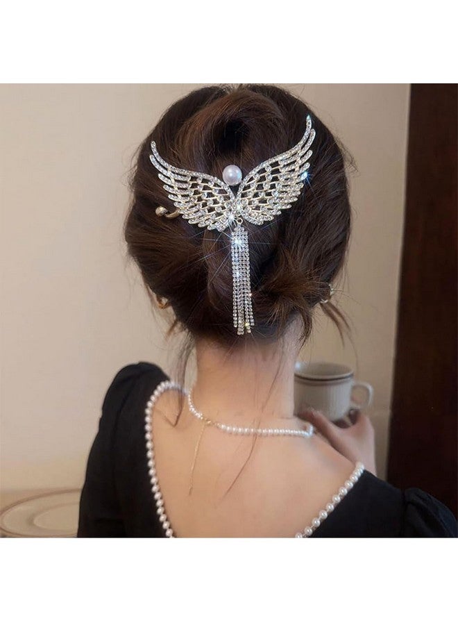PALAY® 2 Pcs Hair Buns for Women Butterfly Metal Rhinestone Tassel Bun Maker for Hair French Twist Hair Bun Accessories Banana Clips Elegant Stylish Hair Accessories for Women, Girls - Image 5