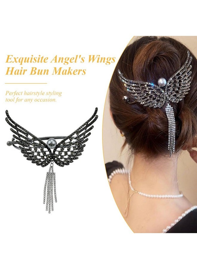 PALAY® 2 Pcs Hair Buns for Women Butterfly Metal Rhinestone Tassel Bun Maker for Hair French Twist Hair Bun Accessories Banana Clips Elegant Stylish Hair Accessories for Women, Girls - Image 4