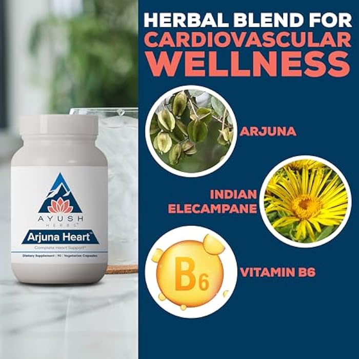 Ayush Herbs Arjuna Heart - Complete Heart-Support Supplement, Natural Arjuna, Magnesium & CoQ10 Formula for Women & Men - 90 Vegetarian Caplets (1 Count) - Image 4