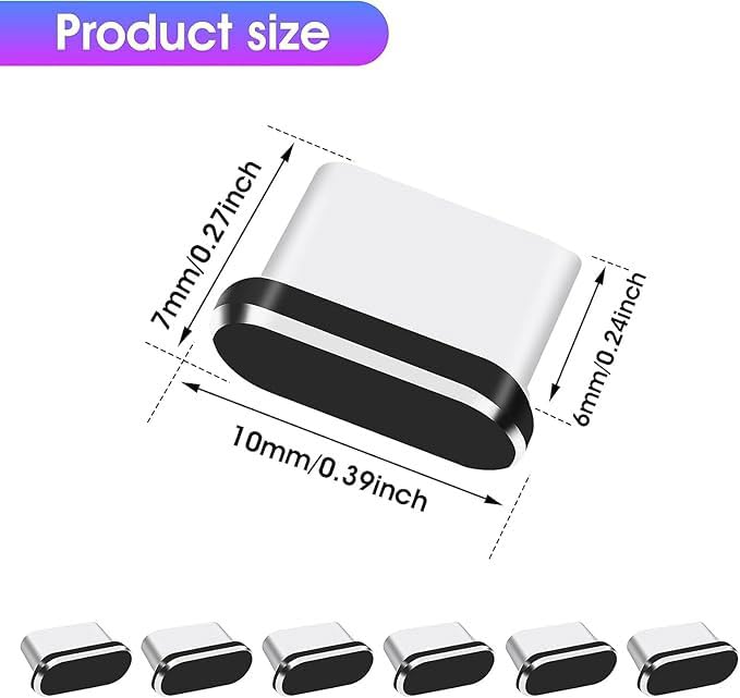 Enclave USB C Dust Plug, Type C Anti Dust Plug Cover Charging Port Protector Cap with Cleaning Brush for All USB C Devices.(Pack of 2) (Black) - Image 2