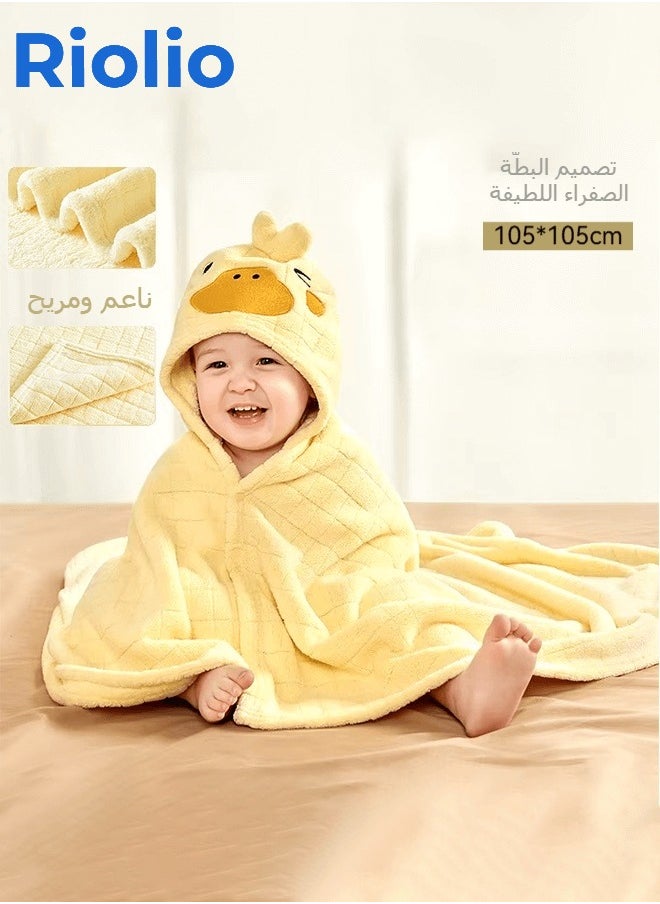 Riolio Baby Hooded Bath Towel - Luxurious Soft Care, Quick Absorption and Fast Drying, Safe Fluorescent-Free, 105x105cm, Perfect for Newborns and Toddlers  - Image 1
