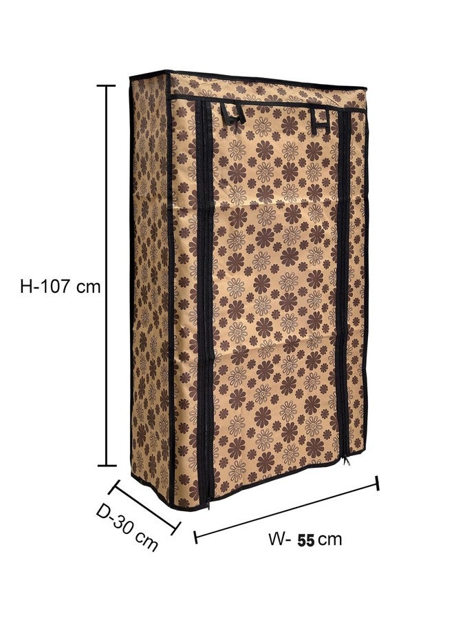 PHILOSHOP 4 Layer Shoe Rack Cover Portable Foldable Non-Woven Zipper Fabric Cover (Flowerprint) - Image 2