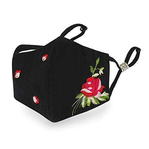 MASQ Floral Reusable, Washable, Anti-Bacterial(BFE>99%) 4 Layer Embroidered, Fashionable 100% Pure Cotton Cloth Face Mask for Women with Ear Adjusters (SpecialFloralComboMFN) - Image 2