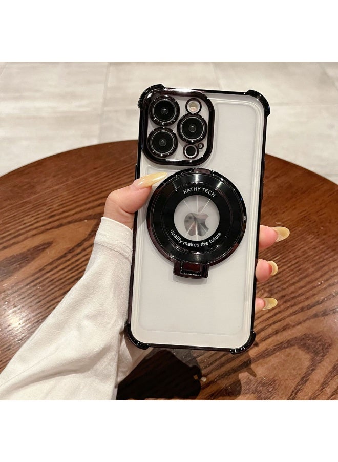 NIBEMINENT Electroplated Magnetic Suction Protection Case With Magsafe For IPhone 15 Pro, Black