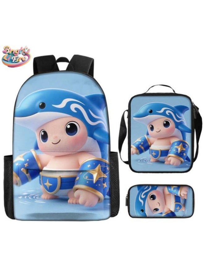 Bright Li Fire Unlock the new fashion of childish fun! Three-piece set of bags, cartoon elements for children and teenagers (students, children, friends' outings, mountain climbing, schooling, etc. can be used) - 101  - Image 1