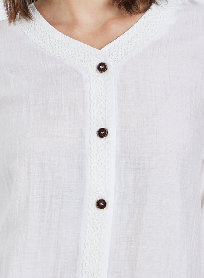 Take Two White Buttoned Long Sleeve Shirt - Image 4