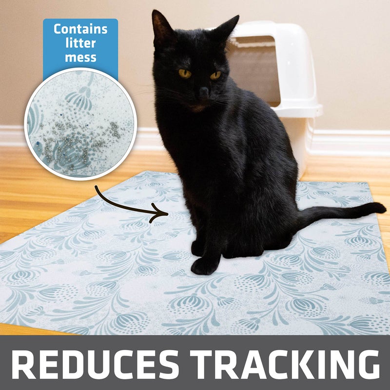 Drymate Cat Litter Box Mat, Litter Trapping Mat, Waterproof, Urine-Proof, Absorbent, Machine Washable, Soft on Paws, Contains Mess, Protects Floors, Kitten Supplies, Light Blue, 29x36 XL - Image 2