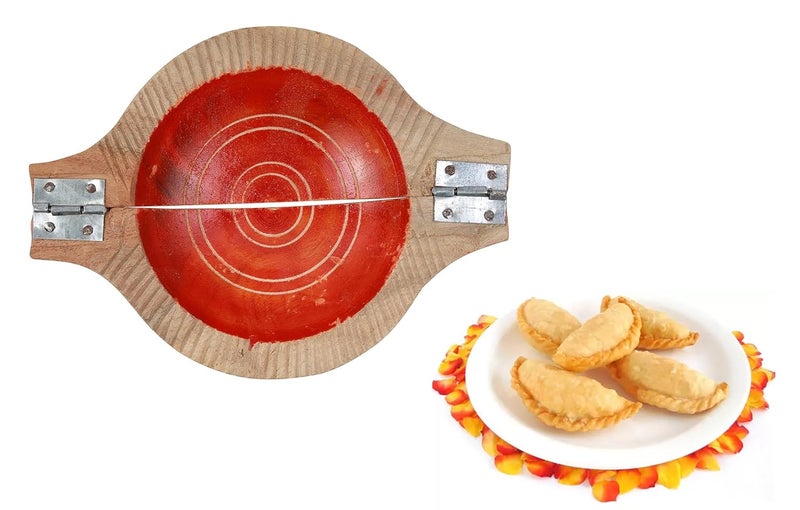 Ervio Ervio Wooden Gavvalu Sweet and Gujiya Maker Board Gavvalu Peeta Chekka Pasta Maker Sweet Shells Maker Mould for Kajjikayalu Gughara Karanji Maker Handicrafts Kitchen Tool  - Image 5