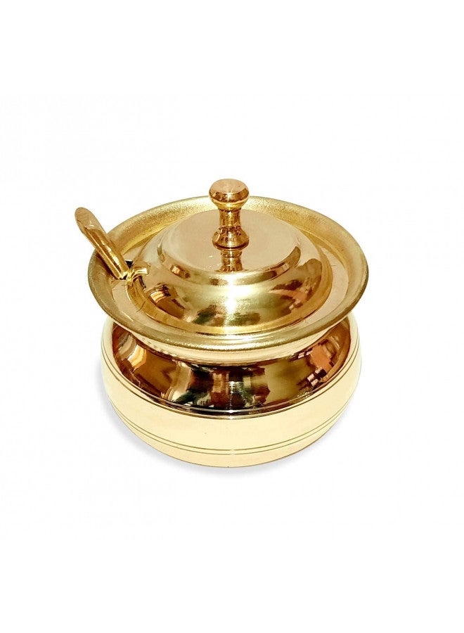 KC Golden Antique Brass Multipurpose Ghee Pot/Pickle Container 250 ML with Embossed Designer Spoon - Image 3