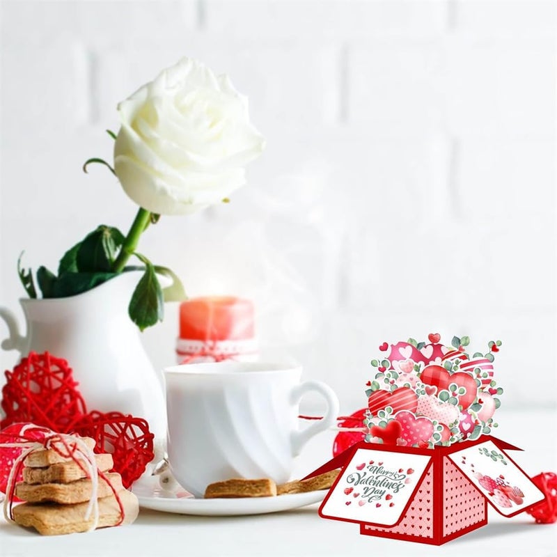 3D Pop Up Card, Bouquet Card, Romantic Watercolor Roses Flower Bouquet with Note Card and Envelope, Great for Gift - Image 4