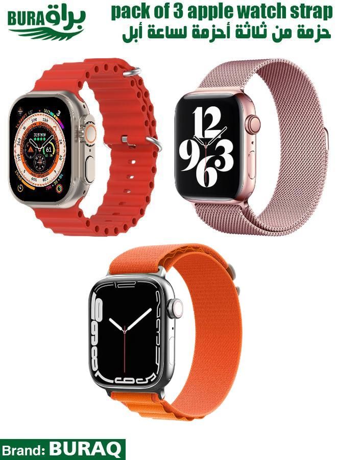 BURAQ Apple Watch Band Strap For Apple Watch Ultra 2/Ultra 49mm, Series 10 46mm, 9/8/7 45mm, SE2/SE/6/5/4 44mm, 3/2/1 42mm 