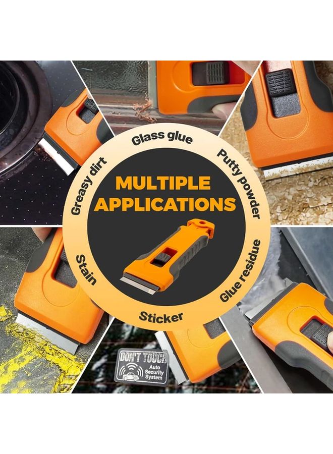 Orange 10 Blade Adhesive Removal Scraper Tool For Glass Oven Doors Stovetops Paint Remover - Image 5