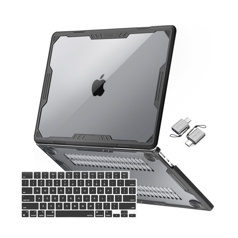 MOSISO Compatible with MacBook Air 13 inch Case 20262022 M5 A3449 M4 A3240 M3 A3113 M2 A2681 3 in 1 Kit Symmetric Geometric Heavy Duty Hard Case with TPU Bumper for MacBook Air 136 Black - Image 2