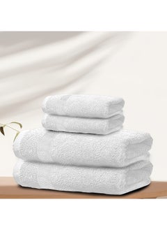 Rest Face Towel And Hand Towel Set Of 4 White Cotton Towel Towel Set Includes , 2 Face Towel 30X30Cm /12X12Inch And 2 Hand Towel 50X100Cm , 20X39Inch Hotel Luxury Absorbent Towel  - Image 1