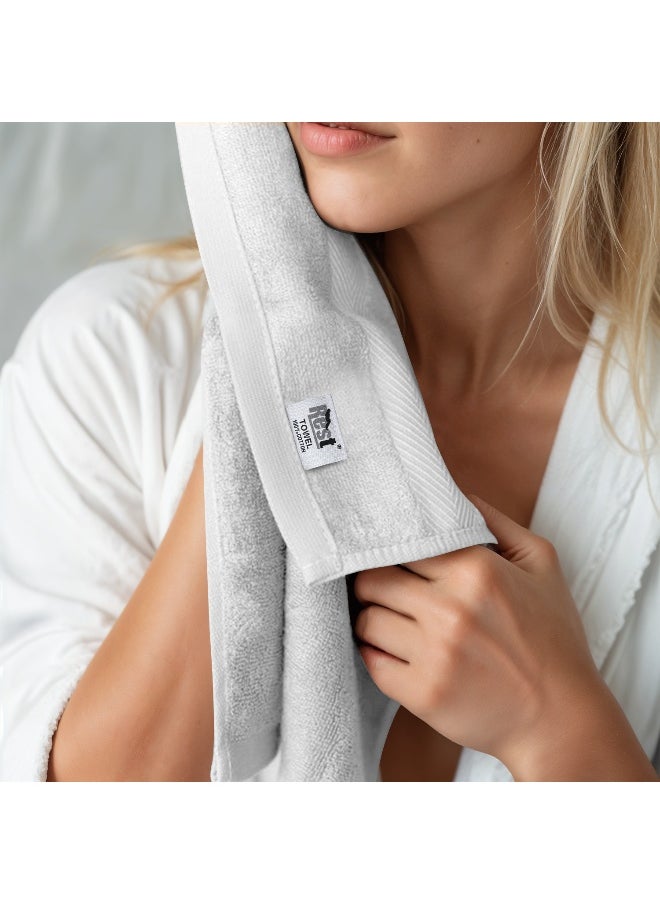 Rest Face Towel And Hand Towel Set Of 4 White Cotton Towel Towel Set Includes , 2 Face Towel 30X30Cm /12X12Inch And 2 Hand Towel 50X100Cm , 20X39Inch Hotel Luxury Absorbent Towel  - Image 5
