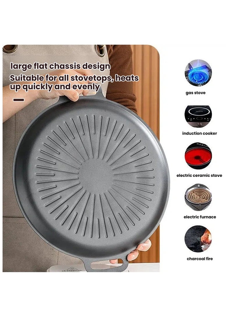general BBQ Grill Pan - Non-Stick Cast Iron Griddle Plate Compatible with Gas/Induction Stoves for Outdoor Camping & Indoor Cooking - Image 4