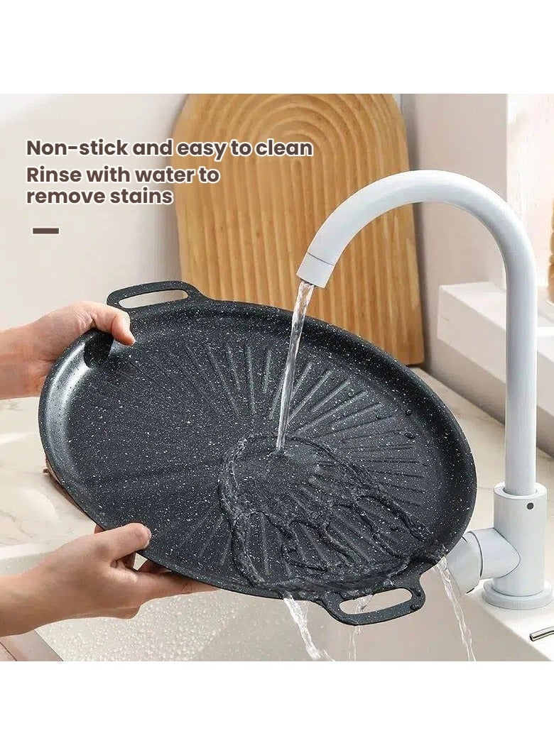 general BBQ Grill Pan - Non-Stick Cast Iron Griddle Plate Compatible with Gas/Induction Stoves for Outdoor Camping & Indoor Cooking - Image 3