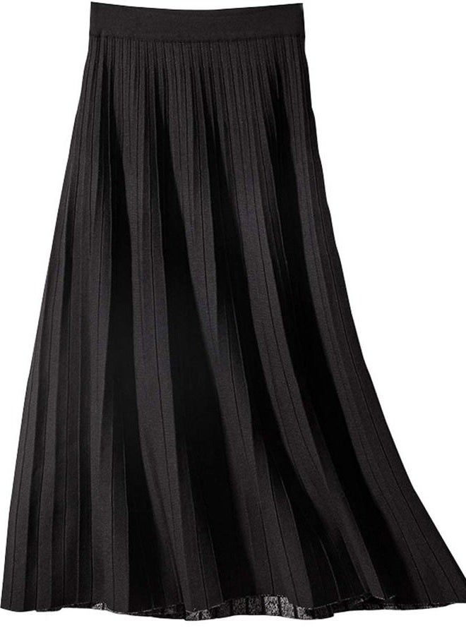 CHARTOU Women's Winter Reversible Stretchy Waist Knitted A Line Pleated Midi Skirt (Medium, Grey) - Image 3