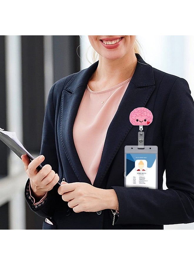 Soleebee Brain Badge Reel Nurse Badge Holder Retractable Badge Holder With Belt Clip Cute Felt Id Badge Holder For Nurse Doctor Teachers Students  - Image 4