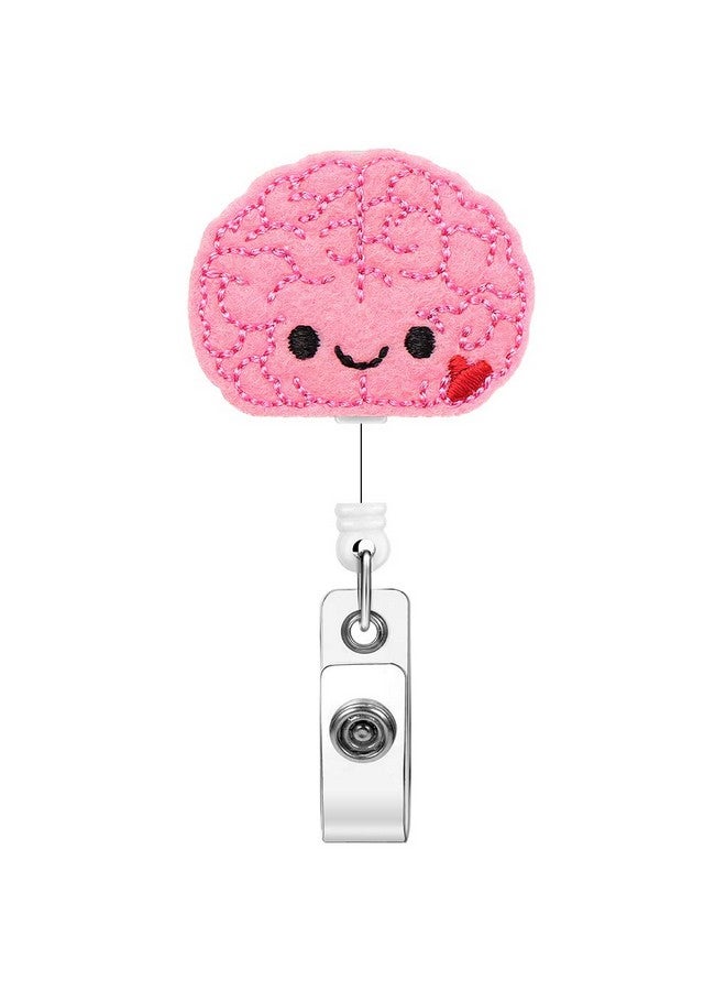 Soleebee Brain Badge Reel Nurse Badge Holder Retractable Badge Holder With Belt Clip Cute Felt Id Badge Holder For Nurse Doctor Teachers Students  - Image 1