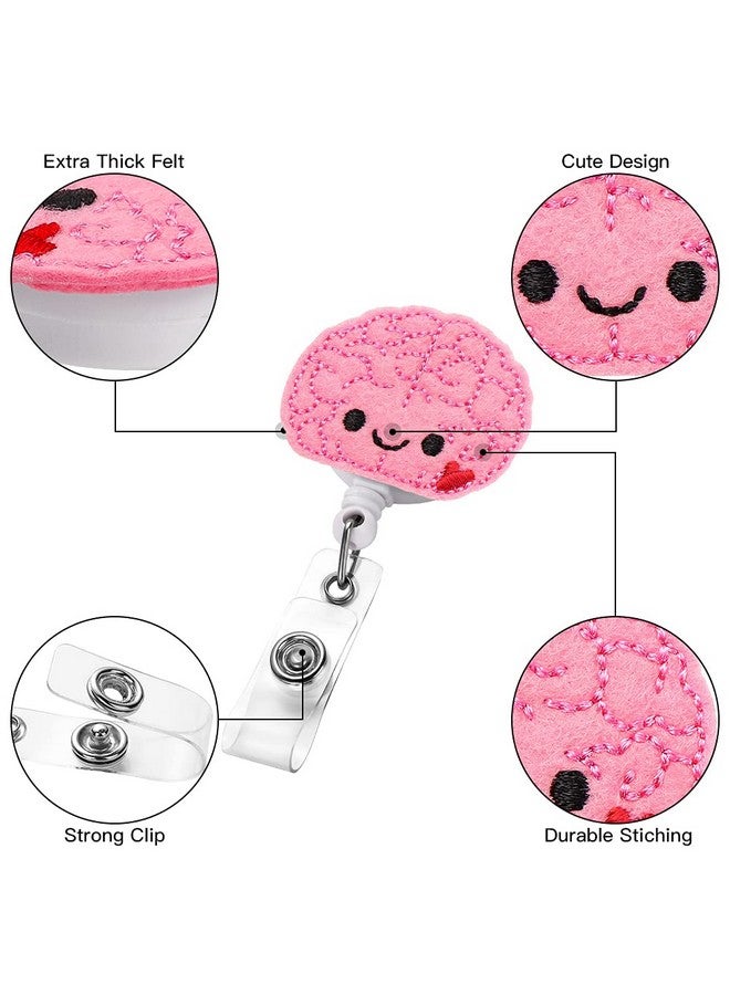 Soleebee Brain Badge Reel Nurse Badge Holder Retractable Badge Holder With Belt Clip Cute Felt Id Badge Holder For Nurse Doctor Teachers Students  - Image 3