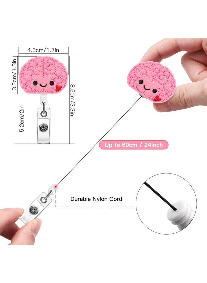 Soleebee Brain Badge Reel Nurse Badge Holder Retractable Badge Holder With Belt Clip Cute Felt Id Badge Holder For Nurse Doctor Teachers Students  - Image 2