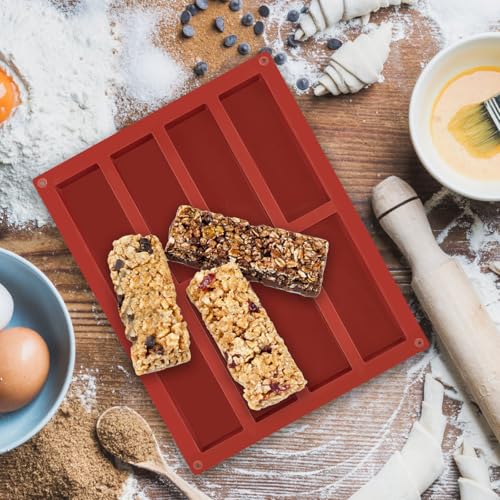 JOERSH 2pcs Granola Bar Mold Rectangle Silicone Candy Bar Mold Deep for Baking Chocolate Energy Bars/Protein/Nutrition/Cereal Bars/8-Cavity Butter Mould - Image 5