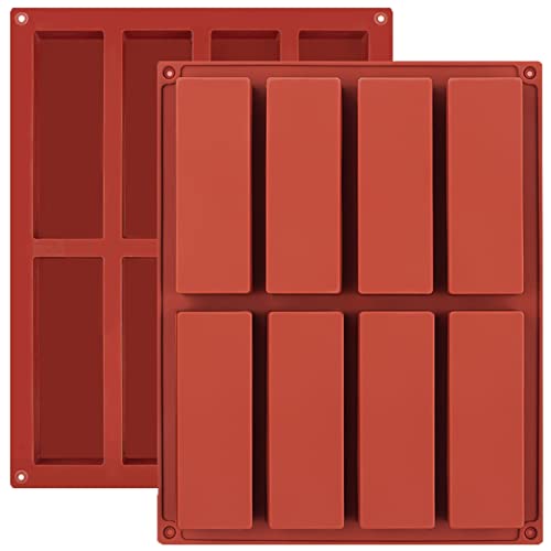 JOERSH 2pcs Granola Bar Mold Rectangle Silicone Candy Bar Mold Deep for Baking Chocolate Energy Bars/Protein/Nutrition/Cereal Bars/8-Cavity Butter Mould - Image 1