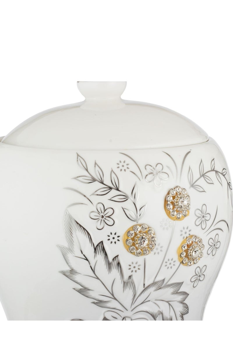 اباريك الصفا طقم علب تخزين الشاي والقهوة سيراميك رخامي مزخرف مكون من 4 قطع رخامي أبيض/ ذهبي - Image 3