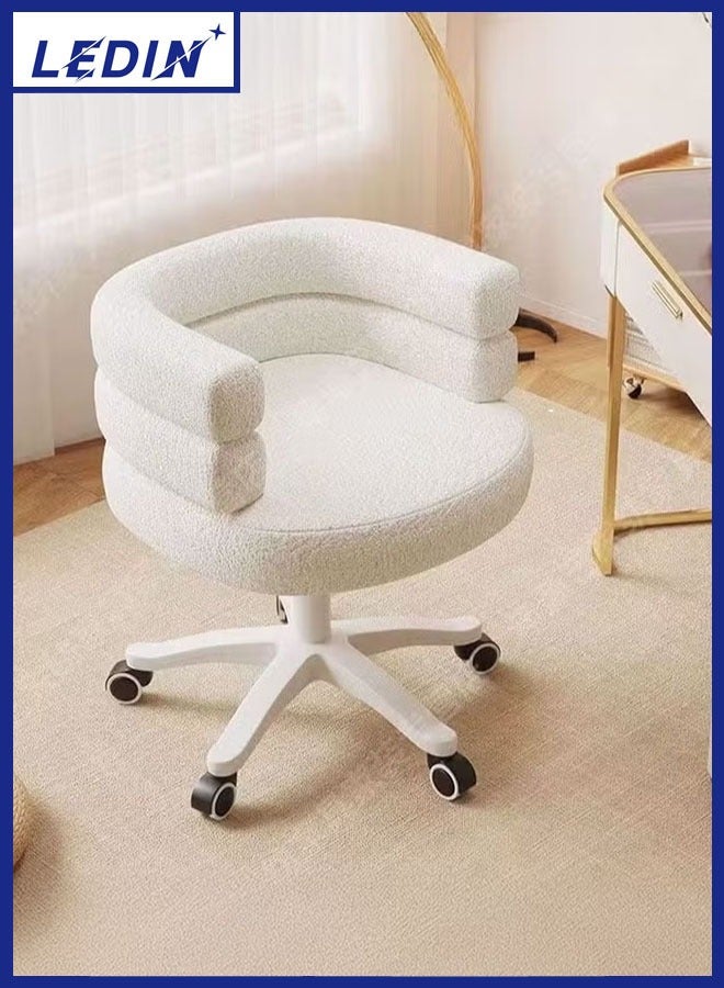 LEDIN Home Office Chair Vanity Chair Swivel Chair Modern Multifunctional Chairs for Makeup 360° Swivel Computer Chair with Wrap-Around Back and Wide Seat Cushion (White)  - Image 1