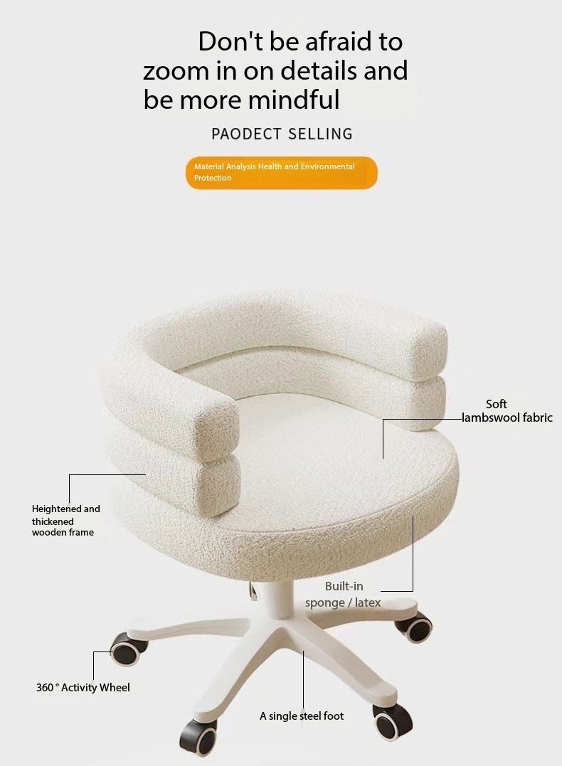 LEDIN Home Office Chair Vanity Chair Swivel Chair Modern Multifunctional Chairs for Makeup 360° Swivel Computer Chair with Wrap-Around Back and Wide Seat Cushion (White)  - Image 3
