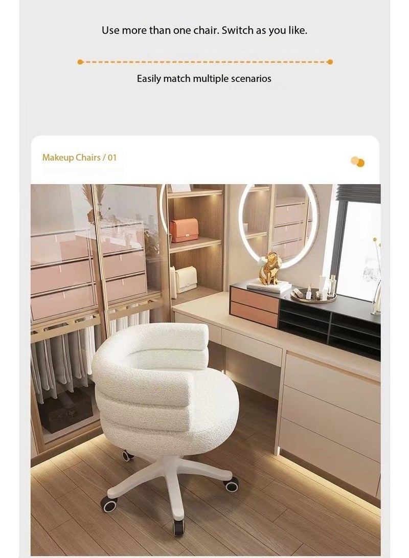 LEDIN Home Office Chair Vanity Chair Swivel Chair Modern Multifunctional Chairs for Makeup 360° Swivel Computer Chair with Wrap-Around Back and Wide Seat Cushion (White)  - Image 5