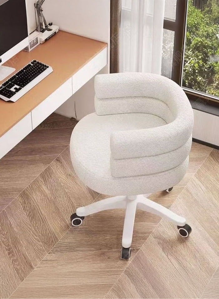 LEDIN Home Office Chair Vanity Chair Swivel Chair Modern Multifunctional Chairs for Makeup 360° Swivel Computer Chair with Wrap-Around Back and Wide Seat Cushion (White)  - Image 2